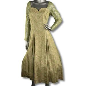 Vintage 1950s Olive Lace Suzy Perette New York Dress Large